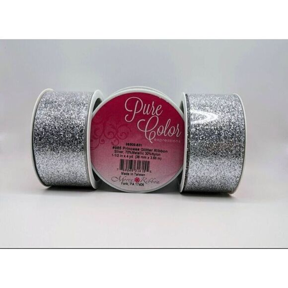 Silver Glitter Ribbon - Picture 1 of 4